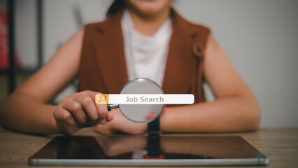 Looking for a job online concept. Job search, find a job, unemployment, recruitment, job interview,...