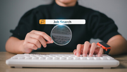 Looking for a job online concept. Job search, find a job, unemployment, recruitment, job interview,...