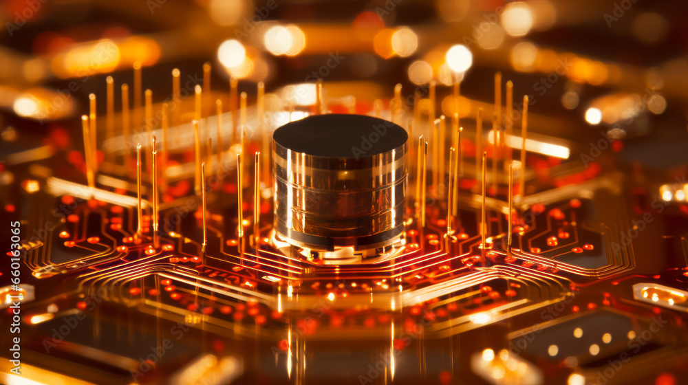 Poster closeup background of motherboard. circuit cpu microchip digital. ai generative illustration