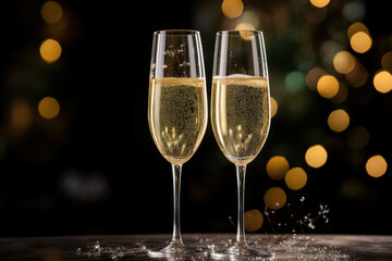 champagne glasses toasting in the new year