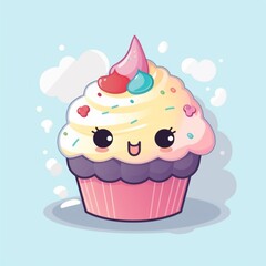 Kawaii Cupcake Illustration
