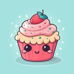 Kawaii Cupcake Illustration