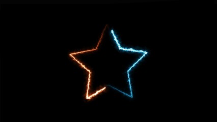Abstract glowing neon line star icon illustration background.