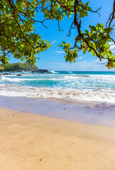The Red Sand Of Koki Beach and Ka iwi o Pele , Koki Beach Park, Hana, Maui, Hawaii, USA