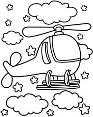 Helicopter coloring page for kids