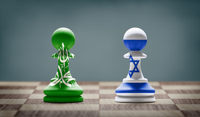 Hamas and Israel conflict. 3D illustration.