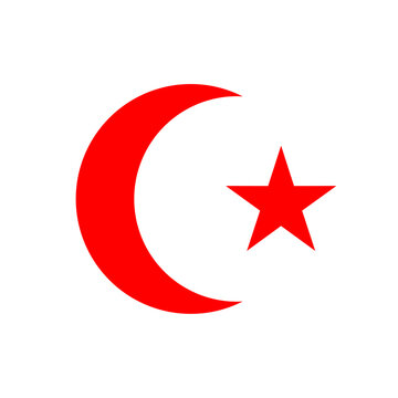 red crescent and star geometric shape vector