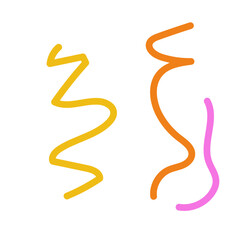 Pink yellow orange scribble squiggly lines vectors