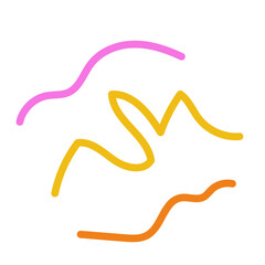Obraz premium Pink yellow orange scribble squiggly lines vectors