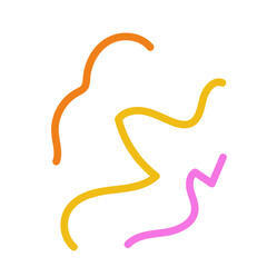 Pink yellow orange scribble squiggly lines vectors
