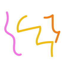 Pink yellow orange scribble squiggly lines vectors