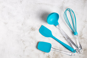Silicone kitchen utensils. Kitchenware collection.