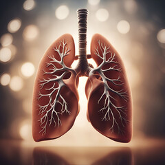 Lungs anatomy on bokeh background. 3d illustration - obrazy, fototapety, plakaty