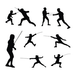 Fencing Silhouette Vector Illustration