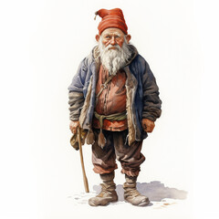 Norwegian Nisse, Christmas gnome, Santa Claus illustration (generative ai)