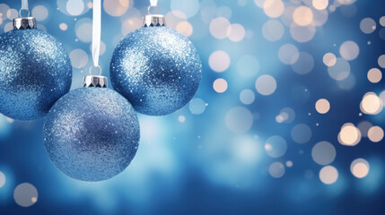 christmas balls on a blue background
