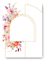 Elegant wedding card with peach anemone floral frame multi purpose