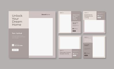 Luxury apartment real estate social media post template