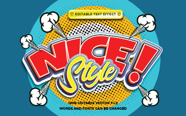 Nice Text effect comic editable, pop art retro 3D font style
