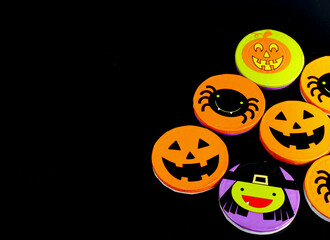 Halloween Character Faces on a Black Background