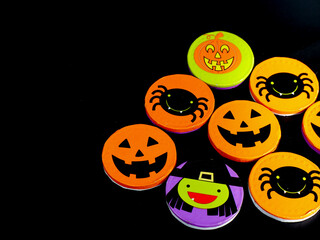Halloween Character Faces on a Black Background