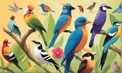 Embracing the Splendor of Avian Diversity: A Joyous Commemoration of National Birds Day. abstract art  about national birds day. Generative Ai