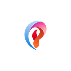 P logo and fire design illustration, Flame logos, 3d colorful