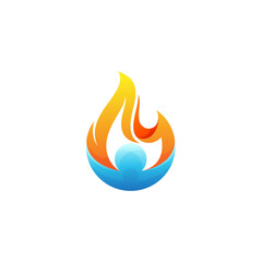 Flame logo and people care design combination, 3d colorful
