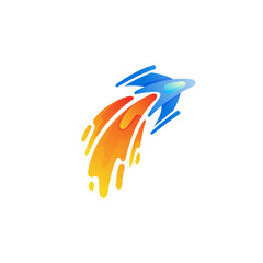 Abstract rocket logo with simple design, swoosh logos, up