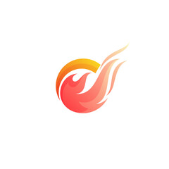 Comet logo and fire design vector, meteor icon with simple design