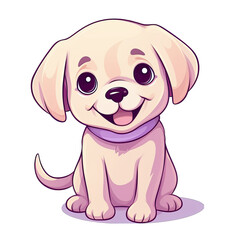 Fototapeta premium Labrador puppy - Kawaii cute cartoon dog illustration. Isolated on white transparent background