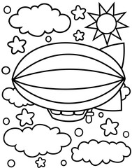 Zeppelin coloring page for kids © Artika95