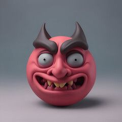 Devil emoticon isolated on gray background. 3D illustration.