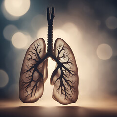Lungs anatomy on a bokeh background. 3d rendering - obrazy, fototapety, plakaty