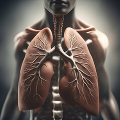 Lungs anatomy. 3d render illustration. Human lungs anatomy - obrazy, fototapety, plakaty