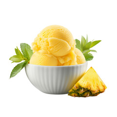 pineapple sorbet with mint isolated on white background, ai generated - obrazy, fototapety, plakaty