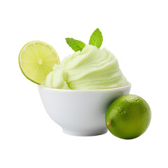 lime sorbet with mint isolated on white background, ai generated - obrazy, fototapety, plakaty