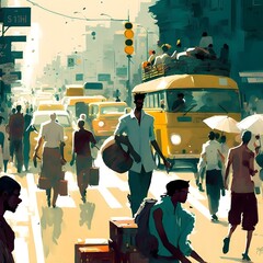 a busy day in downtown bangalore during rush hour by pascale campion 