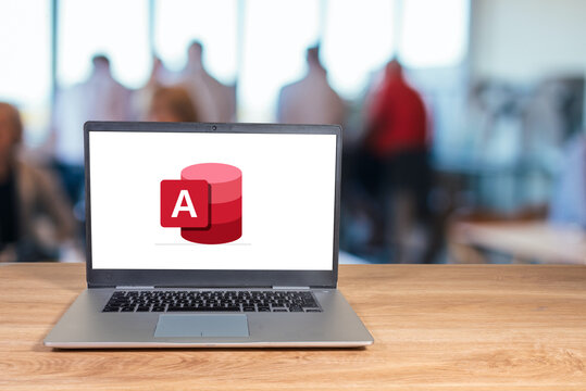 Brazil, Rio de Janeiro, 10/10/2023. Microsoft access logo displayed on a laptop screen