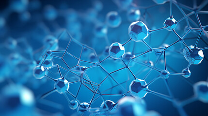 
Micro 3D de moléculas, fundo azul - obrazy, fototapety, plakaty