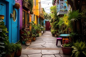 Fototapeta na wymiar Vibrant Vistas: Alleys Alive with Hue