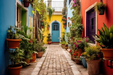 Fototapeta na wymiar A Symphony of Colors: Courtyards of Charm