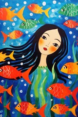 Obraz na płótnie Canvas mermaid with fish