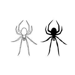 Set of spiders. Hand drawn vector illustration. For coloring, cards, printing, packaging, invitations, business cards, advertising