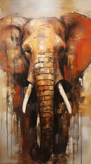elefante  abstrato  em tons terrosos, cobre e dourado luxo 