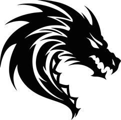 Fototapeta premium Black silhouette Chainese Dragon Tattoo on white background isolated vector illustration