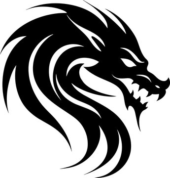 recommend clip art: Chinese dragon silhouette flat color logo design, Chinese character translate dragon,vector illustration