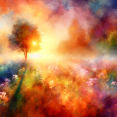 Obraz na płótnie Canvas colorful forest painting