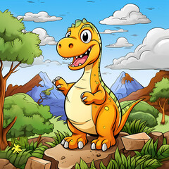 children yellow dinosaur vector. generative ai