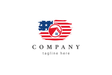 logo american flag and house estate